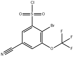 2-Bromo-5-cyano-3-(trifluoromethoxy)benzenesulfonyl chloride 结构式