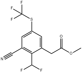 Methyl 3-cyano-2-difluoromethyl-5-(trifluoromethylthio)phenylacetate 结构式