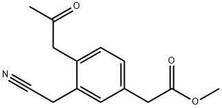 Methyl 3-(cyanomethyl)-4-(2-oxopropyl)phenylacetate 结构式