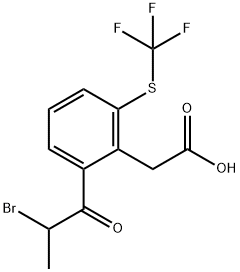 2-(2-Bromopropanoyl)-6-(trifluoromethylthio)phenylacetic acid 结构式
