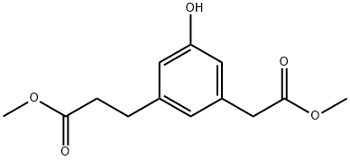 Methyl 3-hydroxy-5-(3-methoxy-3-oxopropyl)phenylacetate 结构式