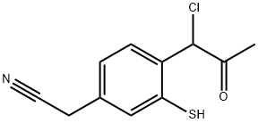 4-(1-Chloro-2-oxopropyl)-3-mercaptophenylacetonitrile 结构式