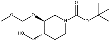 (3R,4R)-4-(羟甲基)-3-(甲氧基甲氧基)哌啶-1-甲酸叔丁酯 结构式