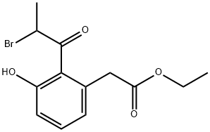 Ethyl 2-(2-bromopropanoyl)-3-hydroxyphenylacetate 结构式
