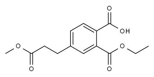 Ethyl 2-carboxy-5-(3-methoxy-3-oxopropyl)benzoate 结构式