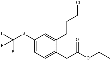 Ethyl 2-(3-chloropropyl)-4-(trifluoromethylthio)phenylacetate 结构式