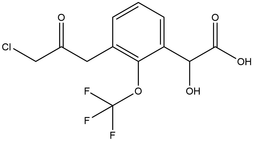 3-(3-Chloro-2-oxopropyl)-2-(trifluoromethoxy)mandelic acid 结构式
