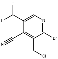 2-Bromo-3-(chloromethyl)-4-cyano-5-(difluoromethyl)pyridine 结构式