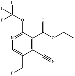 Ethyl 4-cyano-5-(fluoromethyl)-2-(trifluoromethoxy)pyridine-3-carboxylate 结构式