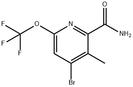 4-Bromo-3-methyl-6-(trifluoromethoxy)pyridine-2-carboxamide 结构式