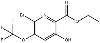 Ethyl 2-bromo-5-hydroxy-3-(trifluoromethoxy)pyridine-6-carboxylate 结构式