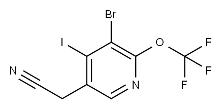 3-Bromo-4-iodo-2-(trifluoromethoxy)pyridine-5-acetonitrile 结构式