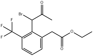 Ethyl 2-(1-bromo-2-oxopropyl)-3-(trifluoromethyl)phenylacetate 结构式