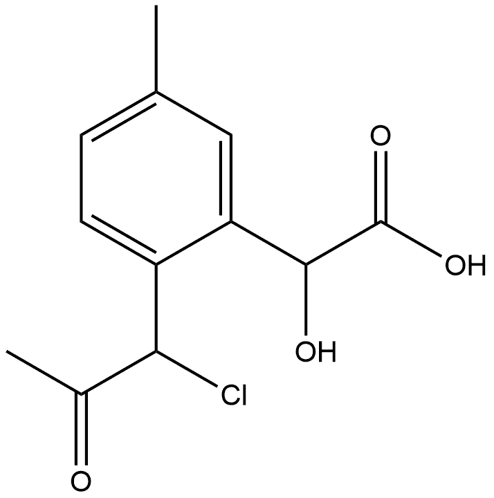 2-(1-Chloro-2-oxopropyl)-5-methylmandelic acid 结构式