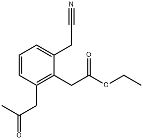 Ethyl 2-(cyanomethyl)-6-(2-oxopropyl)phenylacetate 结构式