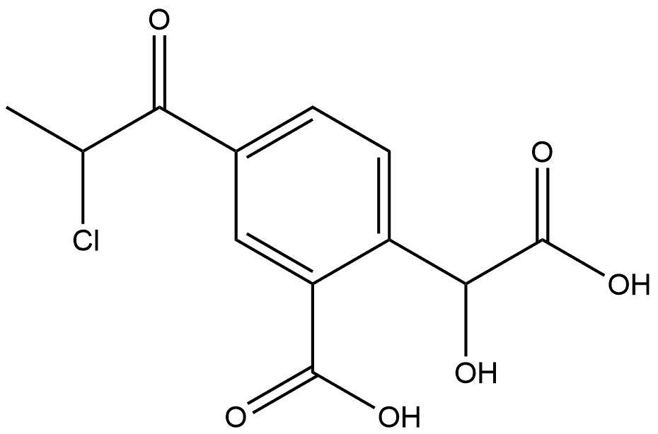 2-Carboxy-4-(2-chloropropanoyl)mandelic acid 结构式