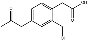 2-(Hydroxymethyl)-4-(2-oxopropyl)phenylacetic acid 结构式