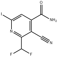 3-Cyano-2-(difluoromethyl)-6-iodopyridine-4-carboxamide 结构式