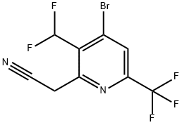 4-Bromo-3-(difluoromethyl)-6-(trifluoromethyl)pyridine-2-acetonitrile 结构式