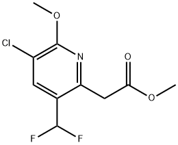 Methyl 3-chloro-5-(difluoromethyl)-2-methoxypyridine-6-acetate 结构式