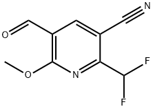 3-Cyano-2-(difluoromethyl)-6-methoxypyridine-5-carboxaldehyde 结构式
