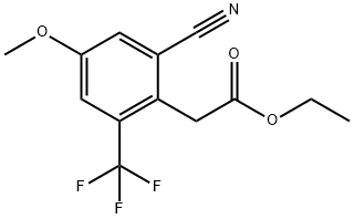 Ethyl 2-cyano-4-methoxy-6-(trifluoromethyl)phenylacetate 结构式