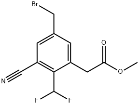 Methyl 5-bromomethyl-3-cyano-2-(difluoromethyl)phenylacetate 结构式