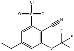 2-Cyano-5-ethyl-3-(trifluoromethylthio)benzenesulfonyl chloride 结构式