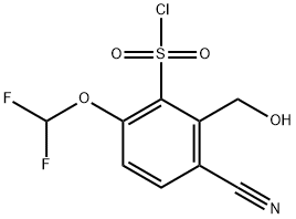 3-Cyano-6-difluoromethoxy-2-(hydroxymethyl)benzenesulfonyl chloride 结构式