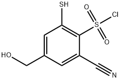 2-Cyano-4-hydroxymethyl-6-mercaptobenzenesulfonylchloride 结构式
