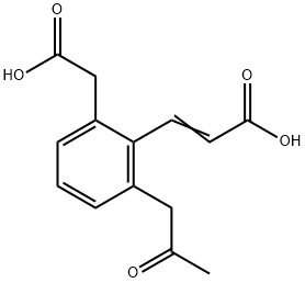 2-(Carboxymethyl)-6-(2-oxopropyl)cinnamic acid 结构式