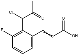 2-(1-Chloro-2-oxopropyl)-3-fluorocinnamic acid 结构式