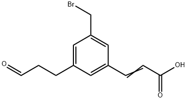 3-(Bromomethyl)-5-(3-oxopropyl)cinnamic acid 结构式