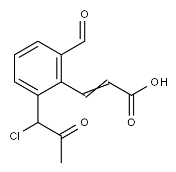 2-(1-Chloro-2-oxopropyl)-6-formylcinnamic acid 结构式