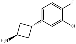 3-(3-chloro-4-fluorophenyl)cyclobutan-1-amine, trans 结构式