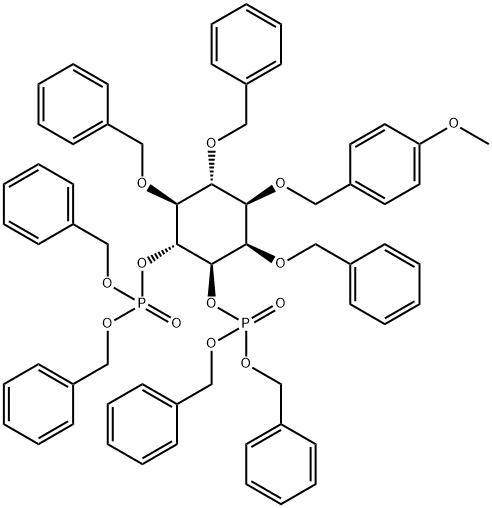 D-myo-Inositol, 1-O-(4-methoxyphenyl)methyl-2,5,6-tris-O-(phenylmethyl)-, bisbis(phenylmethyl) phosphate 结构式
