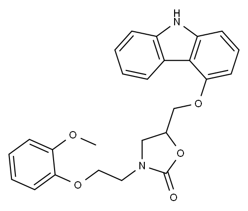 2-Oxazolidinone, 5-[(9H-carbazol-4-yloxy)methyl]-3-[2-(2-methoxyphenoxy)ethyl]- 结构式