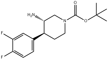 (3S,4S)-3-氨基-4-(3,4-二氟苯基)哌啶-1-羧酸叔丁酯 结构式