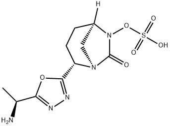 Sulfuric acid, mono[(1R,2S,5R)-2-[5-[(1S)-1-aminoethyl]-1,3,4-oxadiazol-2-yl]-7-oxo-1,6-diazabicyclo[3.2.1]oct-6-yl] ester 结构式