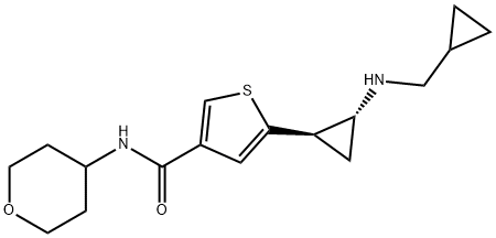 3-Thiophenecarboxamide, 5-[(1R,2R)-2-[(cyclopropylmethyl)amino]cyclopropyl]-N-(tetrahydro-2H-pyran-4-yl)- 结构式