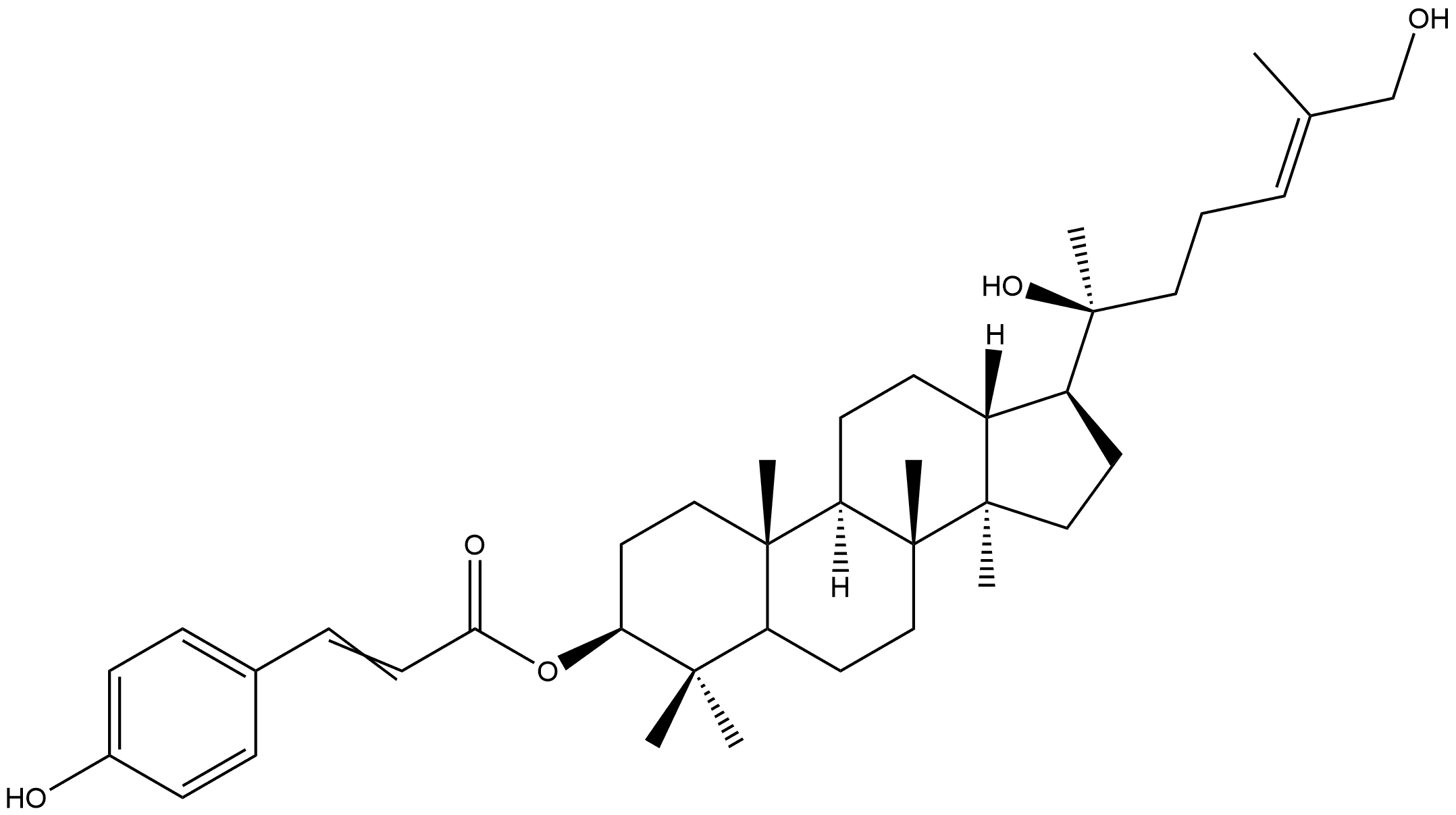 Dammar-24-ene-3,20,26-triol, 3-[3-(4-hydroxyphenyl)-2-propenoate], [3β(E),24E]- (9CI) 结构式