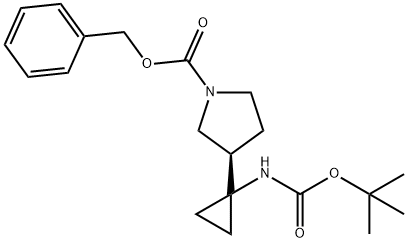 (3R)-1-benzyloxycarbonyl-3-[1-(tert-butoxycarbonylamino)cyclopropan-1-yl]pyrrolidine 结构式