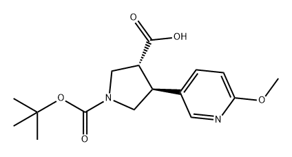 1,3-Pyrrolidinedicarboxylic acid, 4-(6-methoxy-3-pyridinyl)-, 1-(1,1-dimethylethyl) ester, (3R,4S)- 结构式