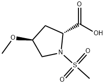 trans-1-methanesulfonyl-4-methoxypyrrolidine-2-carboxylic acid 结构式