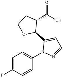 trans-2-[1-(4-fluorophenyl)-1H-pyrazol-5-yl]oxolane-3-carboxylic acid 结构式