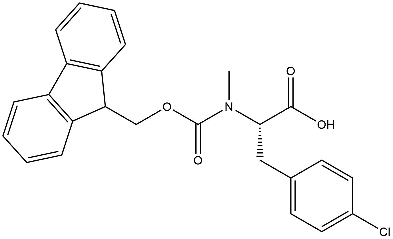 2-((((9H-Fluoren-9-yl)methoxy)carbonyl)(methyl)amino)-3-(4-chlorophenyl)propanoic acid 结构式