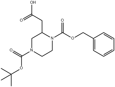 1-BOC-4-CBZ-3-哌嗪乙酸 结构式