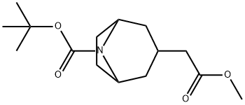 8-BOC-3-(2-甲氧基-2-氧代乙基)-8-氮杂双环[3.2.1]辛烷 结构式