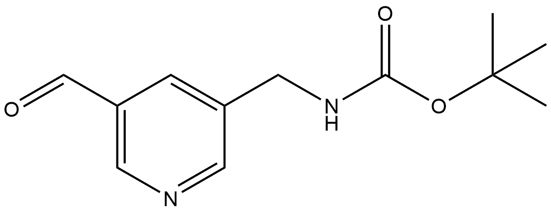 (5-甲酰基吡啶-3-基)甲基)氨基甲酸叔丁酯 结构式