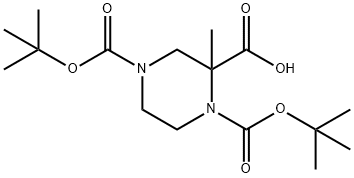 1,4-双(叔丁氧基羰基)-2-甲基哌嗪-2-羧酸 结构式